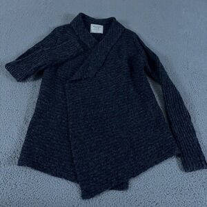 Abercrombie & Fitch Sweater Women Small Navy Ragg Open Cardigan Shawl Ribbed